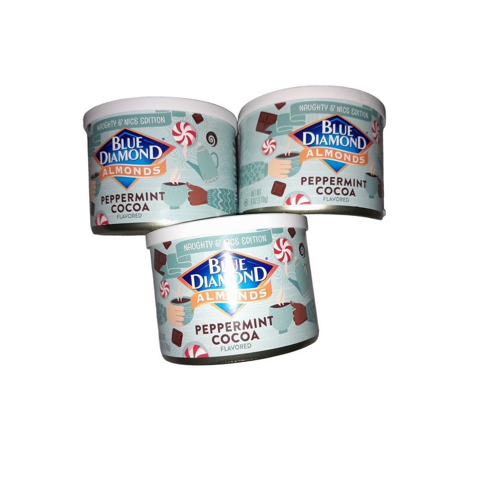 3 Blue Diamond PEPPERMINT COCOA Flavored Almonds 6oz Exp. 7/27/25